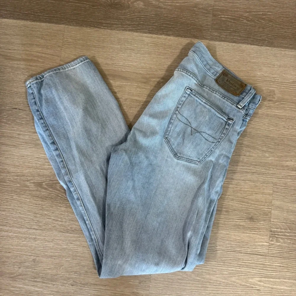 Polo Ralph Lauren Varick Slim Straight Jeans Mens 34x34 Blue Denim Distressed